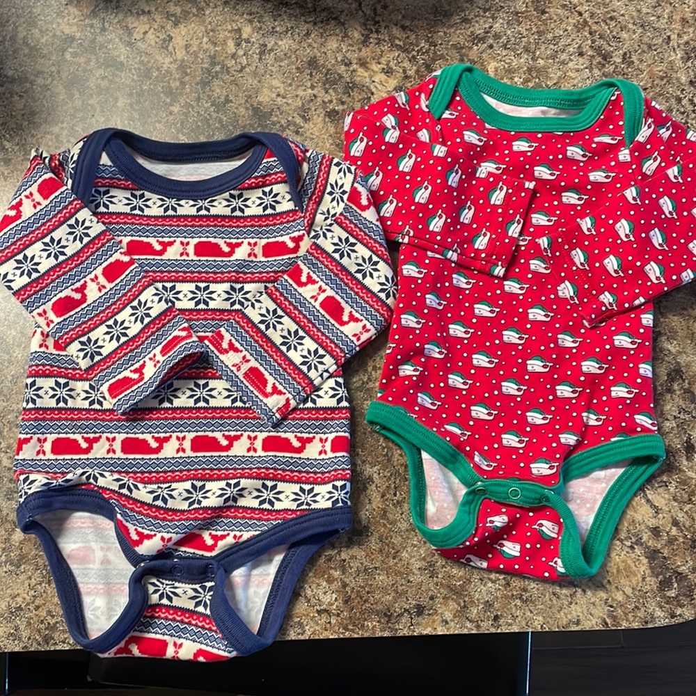 Vineyard vines Christmas/holiday 3-6month onesies.